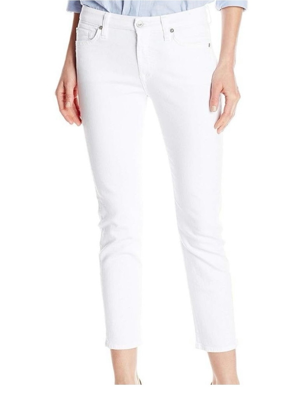 Seven Women's White Slim Cropped Jeans